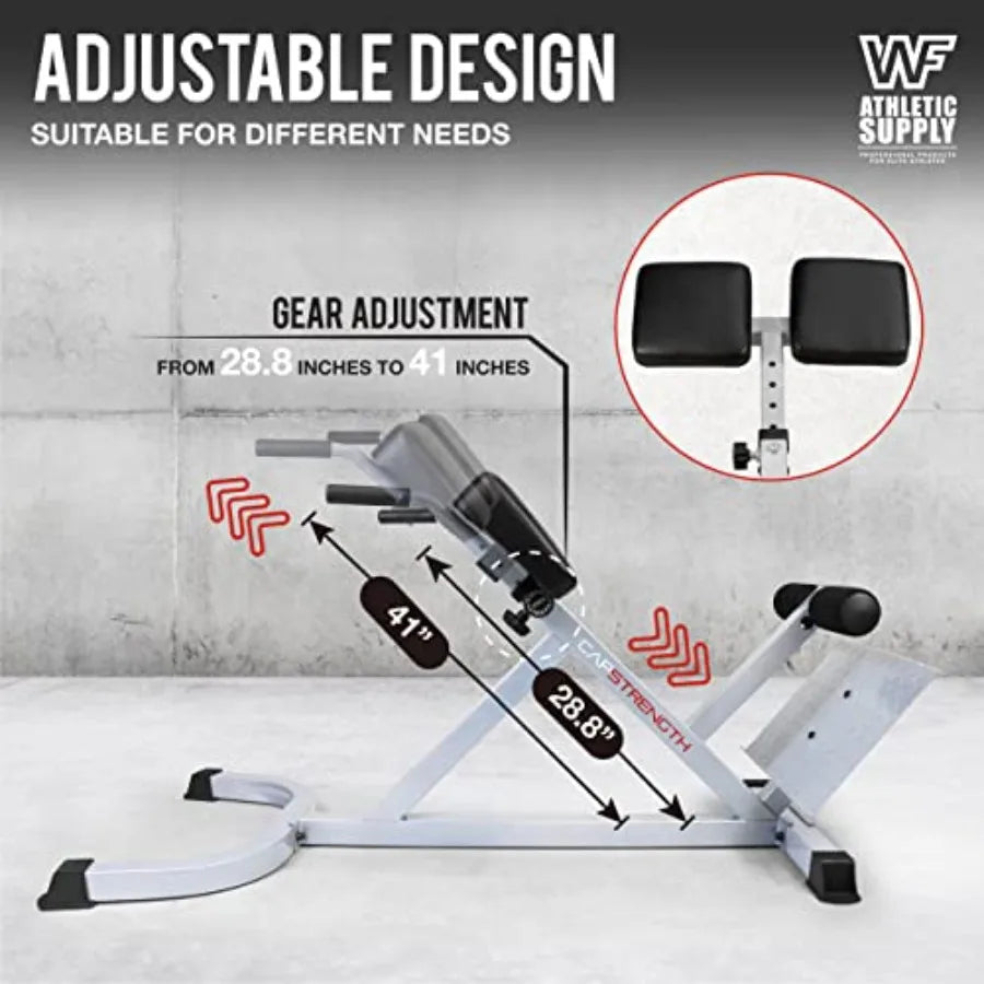 45 Degree Roman Chair Glutes Hamstring Workout Equipment for Muscle Strength Training Fitness with Dip Station Adjustable Hyper
