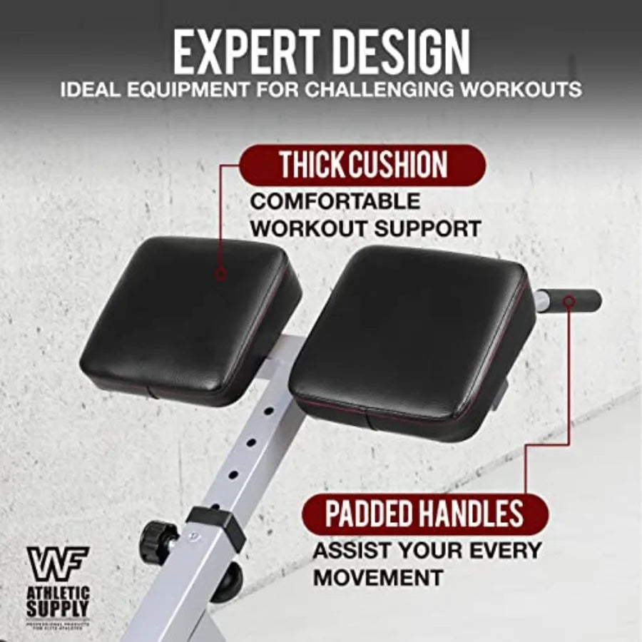45 Degree Roman Chair Glutes Hamstring Workout Equipment for Muscle Strength Training Fitness with Dip Station Adjustable Hyper